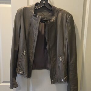 Theyskens' Theory Gray Leather Jacket Large L NWT